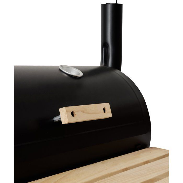 Ahumador de carbón - COOKINGBOX - Dos cámaras de combustión cilíndricas - Acero - Asas de madera - Chimenea vertical