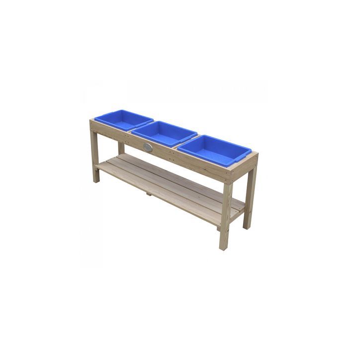 Mesa de arena y agua de madera AXI | Actividades para bebés | 3 recipientes y estante | 124 x 50 cm