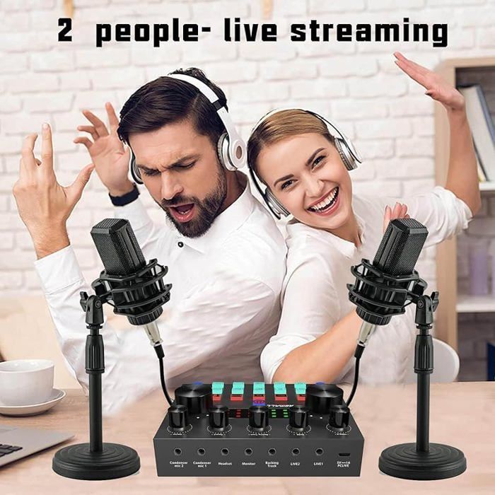 Tarjeta de sonido Micro Gaming, mezclador de karaoke, set de DJ, kit de equipo para podcast, interfaz de mezcla de audio, campana de microondas
