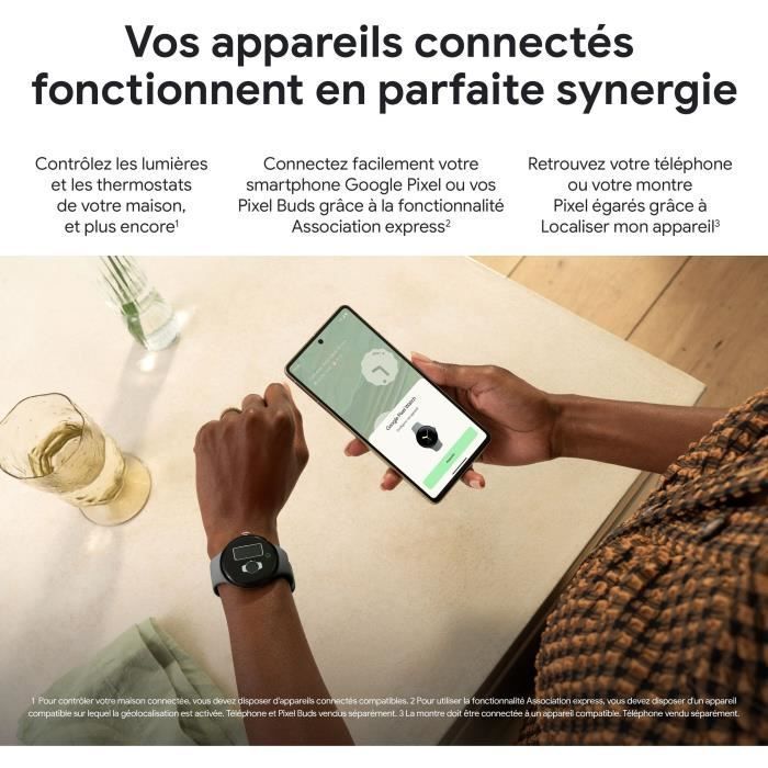 Montre connectée GOOGLE Pixel Watch - 41 mm - Noir mat Actif - Bracelet Obsidian