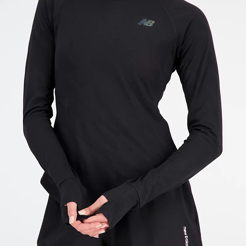 Q Speed Jacquard női hosszú ujjú póló - FEKETE