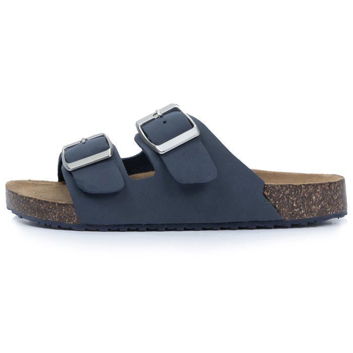 Sandalias Isotoner para niña, ultra cómodas y con doble tira, en color azul marino.
