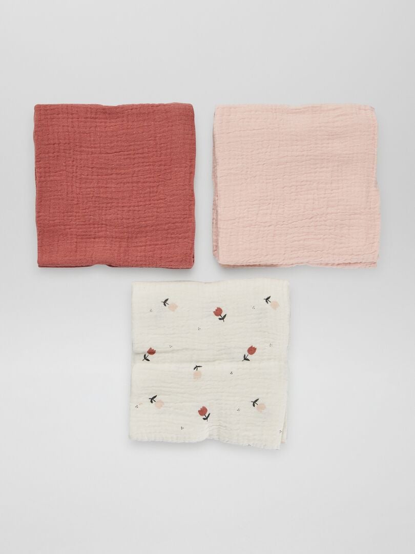 Set van 3 katoenen gaasdekens - WIT