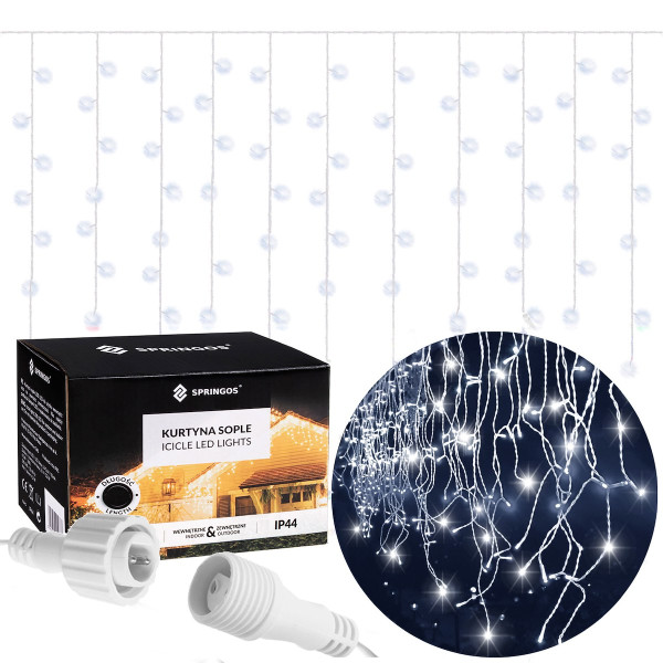 Kurtyna świetlna 1000 led girlanda, lampki zewnętrzne sople