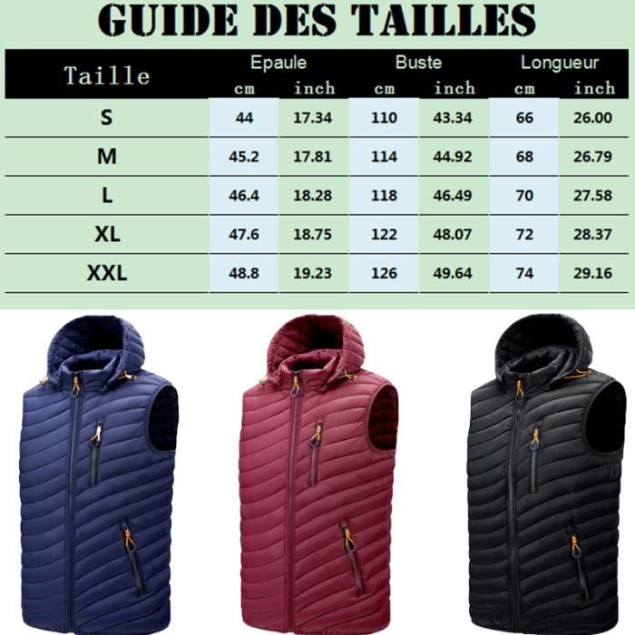 Chaqueta acolchada para hombre, sin mangas, con capucha y cremallera, chaqueta de plumas cálida con bajo redondeado para otoño e invierno - Azul
