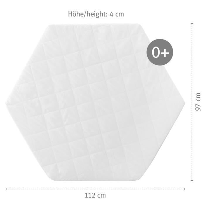 Colchón hexagonal para parque infantil ROBA - Funda extraíble - 97 x 112 cm - 4 cm de grosor