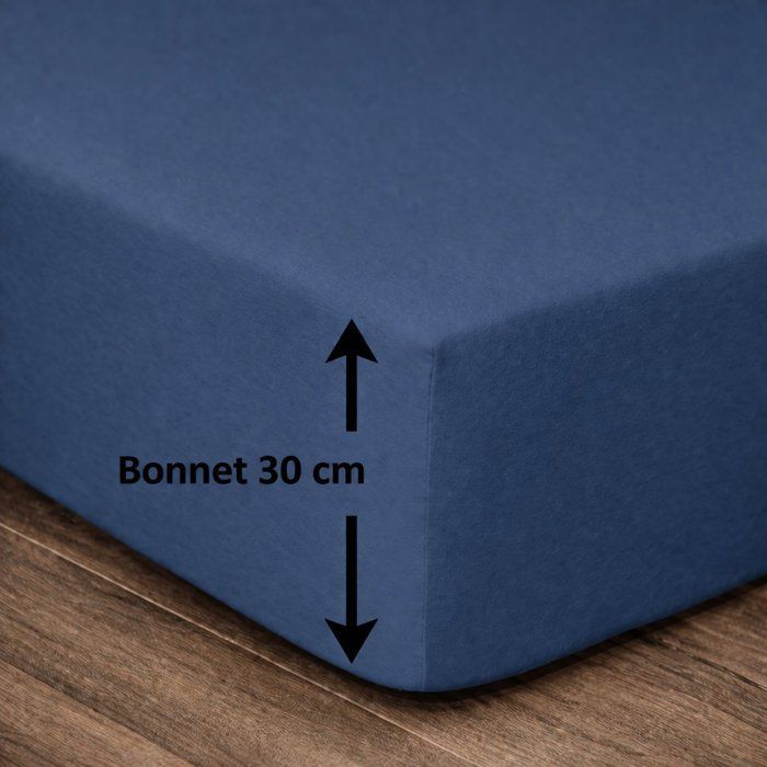 LOVELY HOME Lenzuolo con angoli elasticizzati - 140 x 190 + 30 cm - 100% cotone - Blu