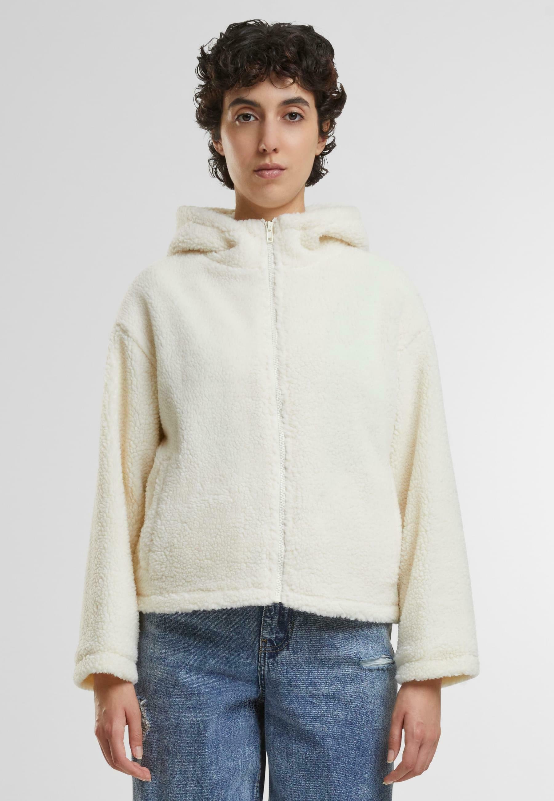 Urban Classics fleecejack - wit zand