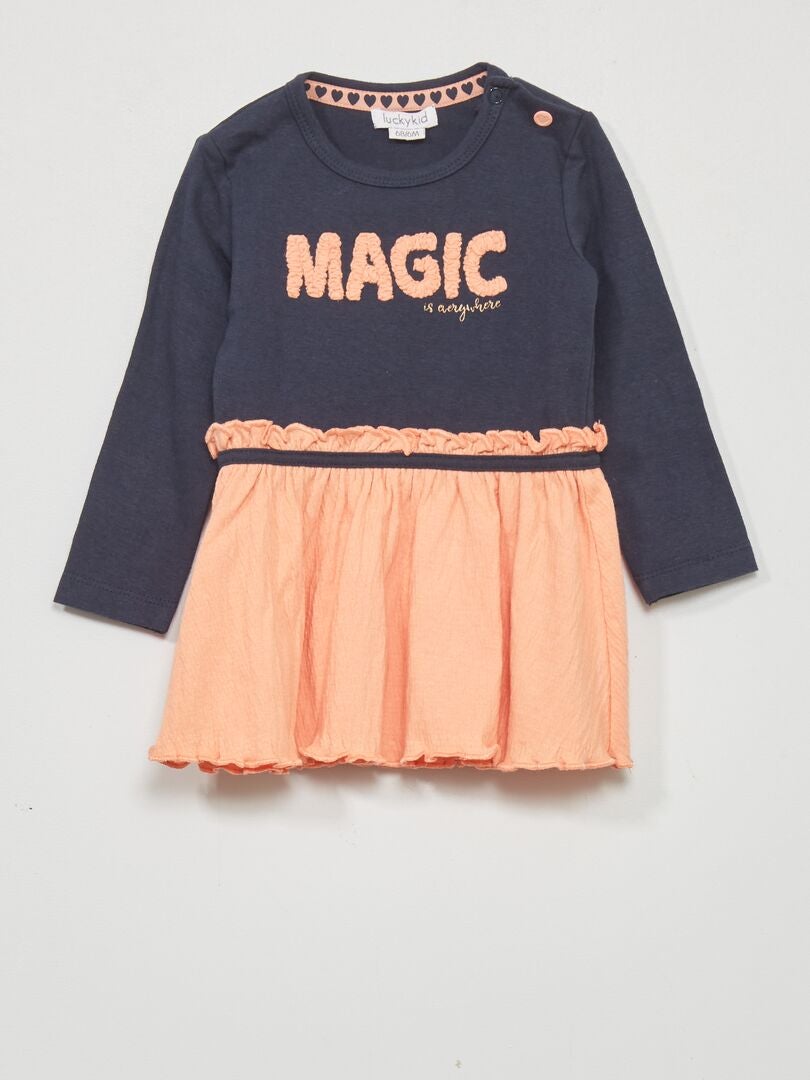 Jersey jurk met lange mouwen - ROZE