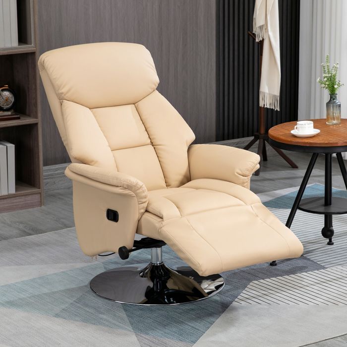 HOMCOM - Fauteuil de relaxation - Revêtement synhtéituqe - 78x80x109cm - Beige