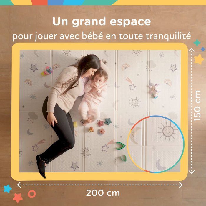 Tapis d'Éveil Réversible - NUBY - 200 x 150 x 1 cm - Arc-en-Ciel