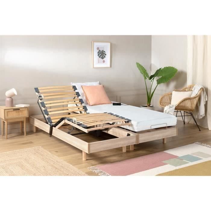 Set relax: materasso + basi letto elettriche 2x80x200cm - Schiuma - Rigido - TALCA Made in France