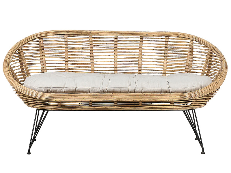 Sofa 2-osobowa rattanowa naturalna