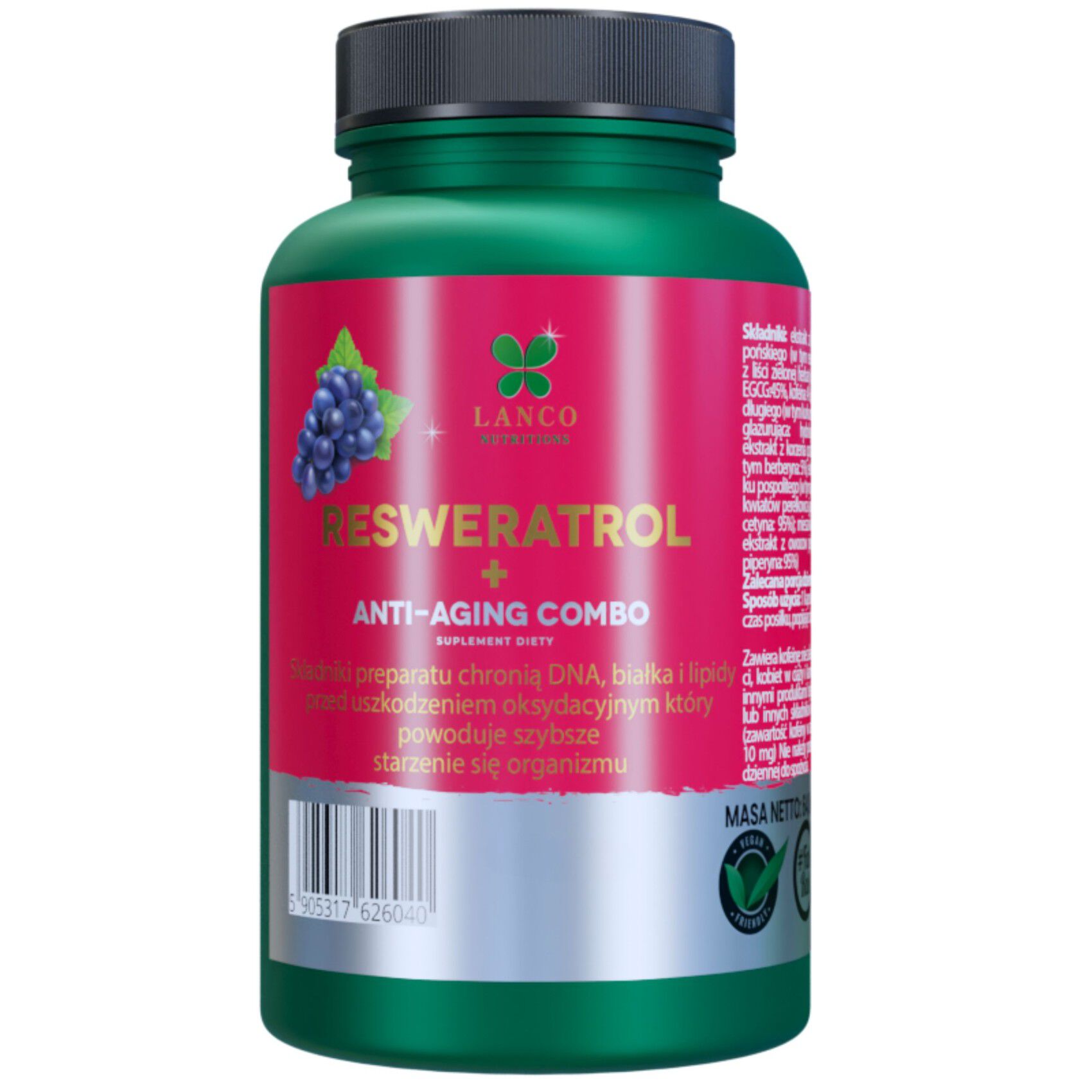 Lanco Nutritions resveratrols + pretnovecošanās līdzeklis