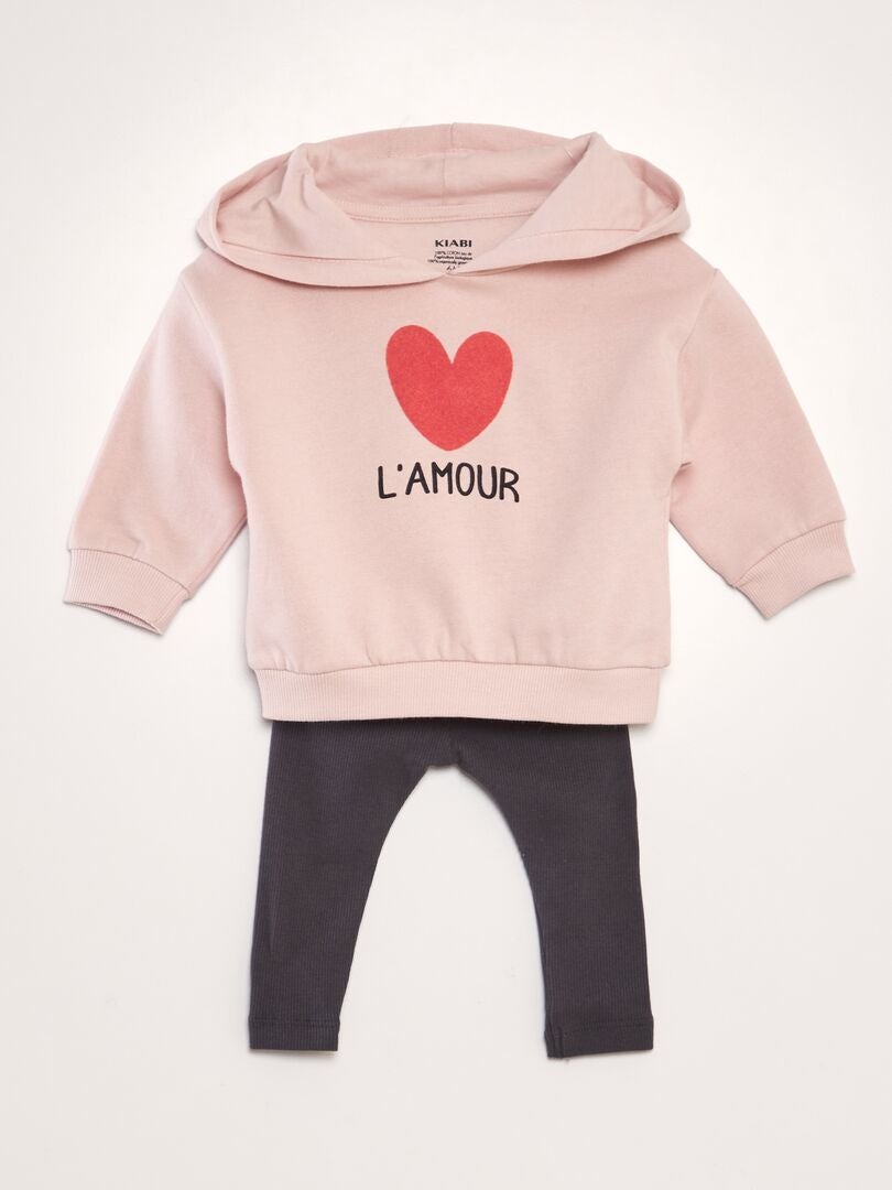 2-delige set bestaande uit een hoodie en een legging - ROZE