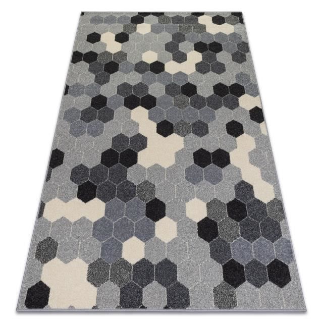 Tapete - HEXAGON - 78537 - Cinza / Creme - 120x170 cm - Hexagonal - Moderno