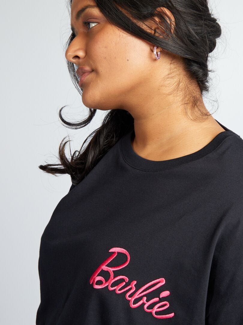 'Barbie' T-shirt met ronde hals - Zwart