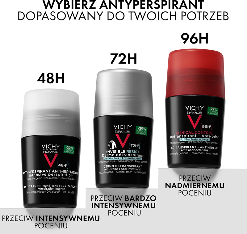 Vichy Homme dezodorant roll-on proti poteniu, neparfumovaný