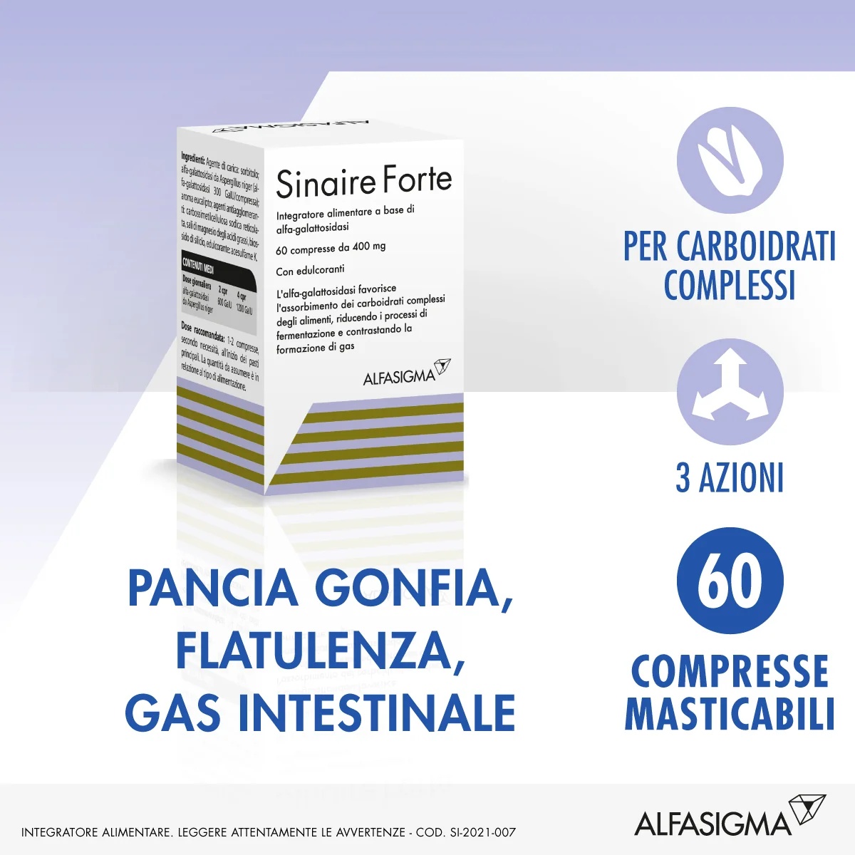 SINAIRE Sinaire Forte 60 comprimés contre les gaz intestinaux