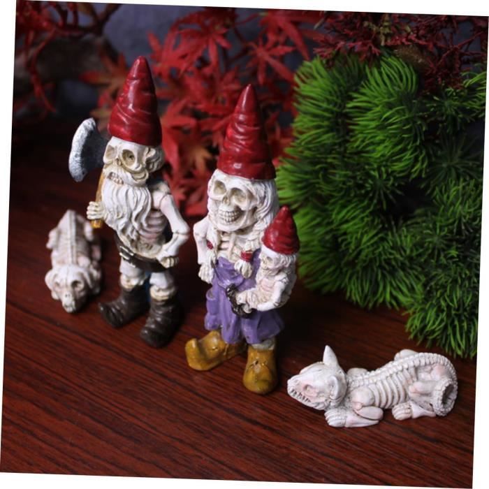 2 Pièces Statues D'Extérieur Décorations De Gâteaux Nains De Jardin en Plein Air Petit GNOME Squelette Décor Figure