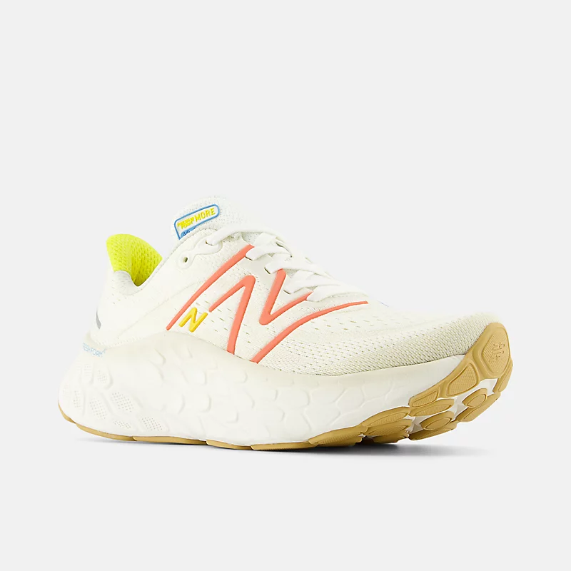 Fresh Foam X More para Mulheres v4 – Sal Marinho com Vermelho do Golfo e Casca de Limão