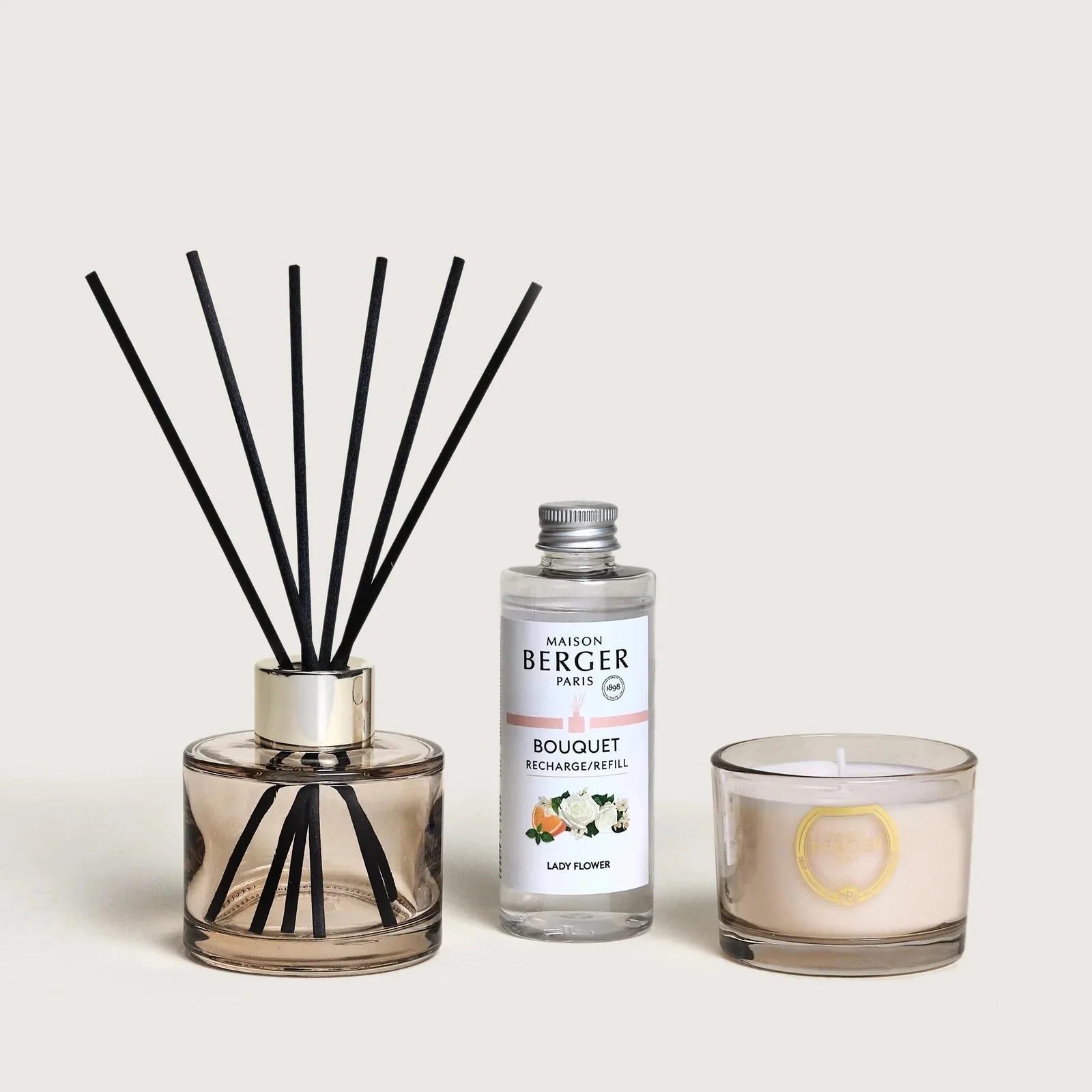 Bouquet Parfumé Cofanetto Eternity - Duo Mini Bouquet e Bougie Lady Flower - Diffusore di Profumo, Candela Profumata