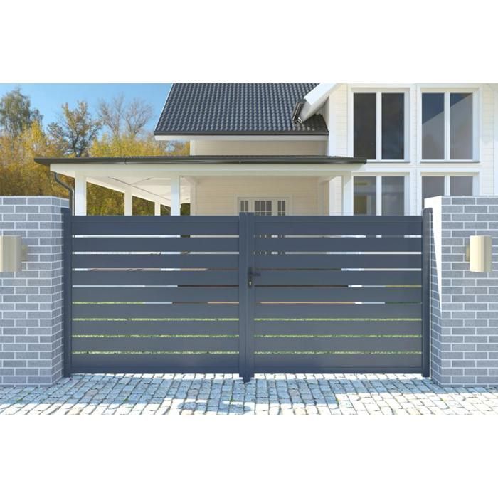Puerta batiente - Casanoov - VOGEL - 3 m de altura (125 cm) - Gris - Aluminio
