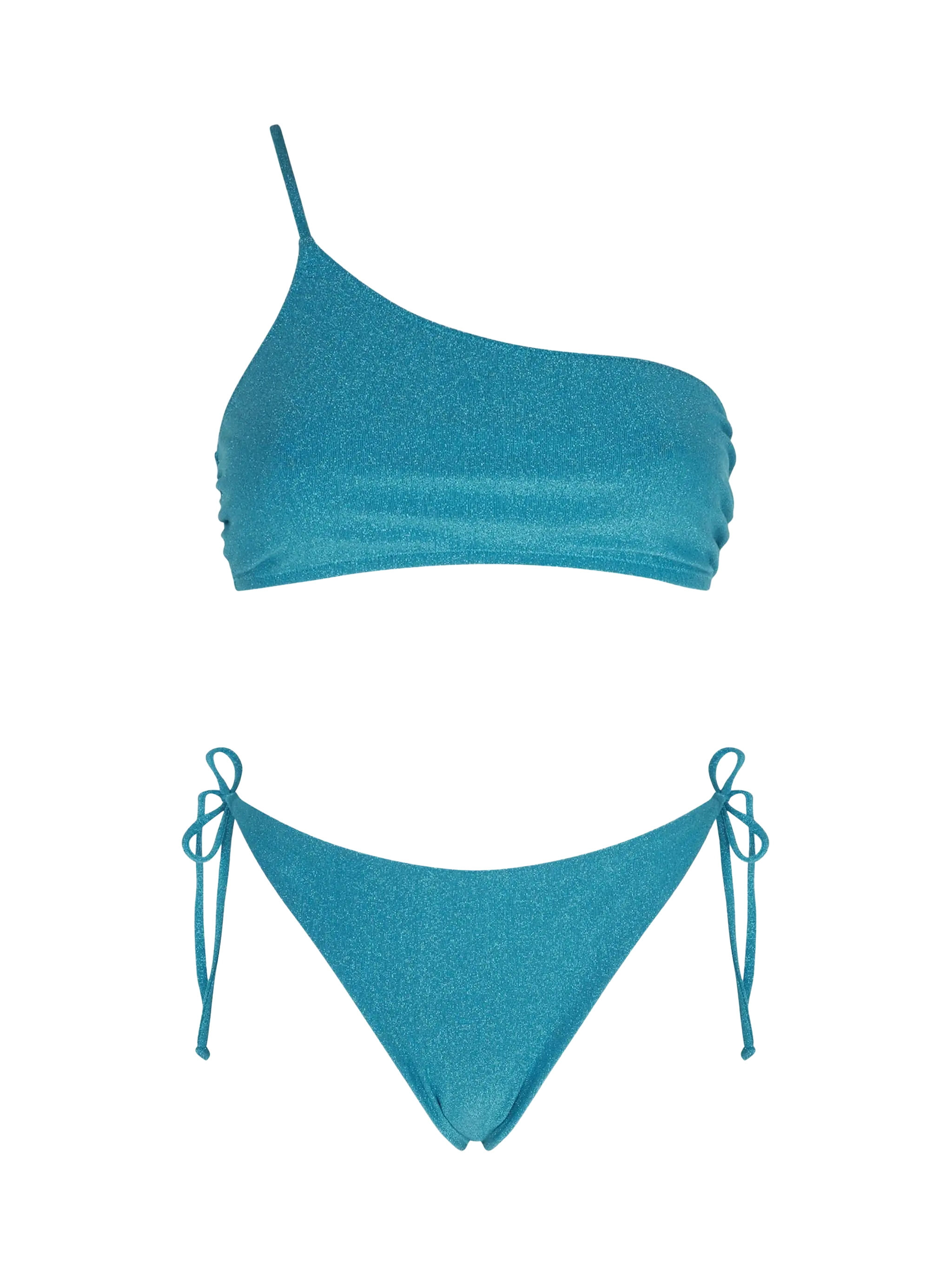 Dames bralette bikini met één schouderband in lichtblauw