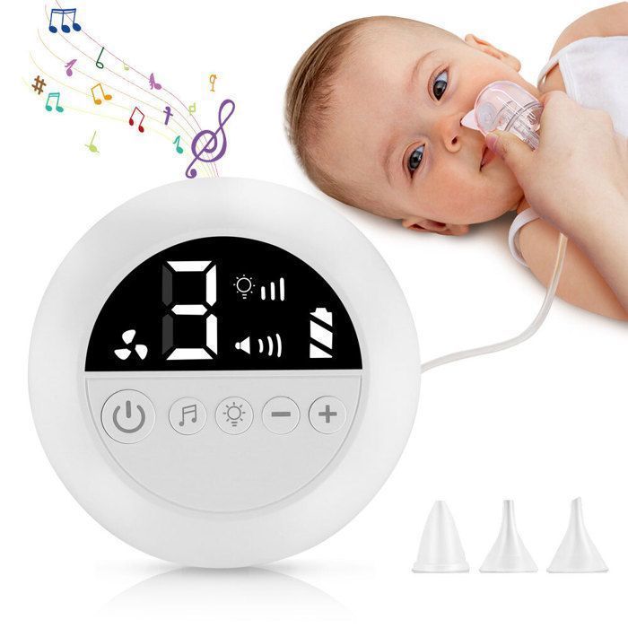 Aspirador nasal eléctrico para bebés con 9 niveles de succión y 3 puntas de silicona, aspirador nasal dividido con luz