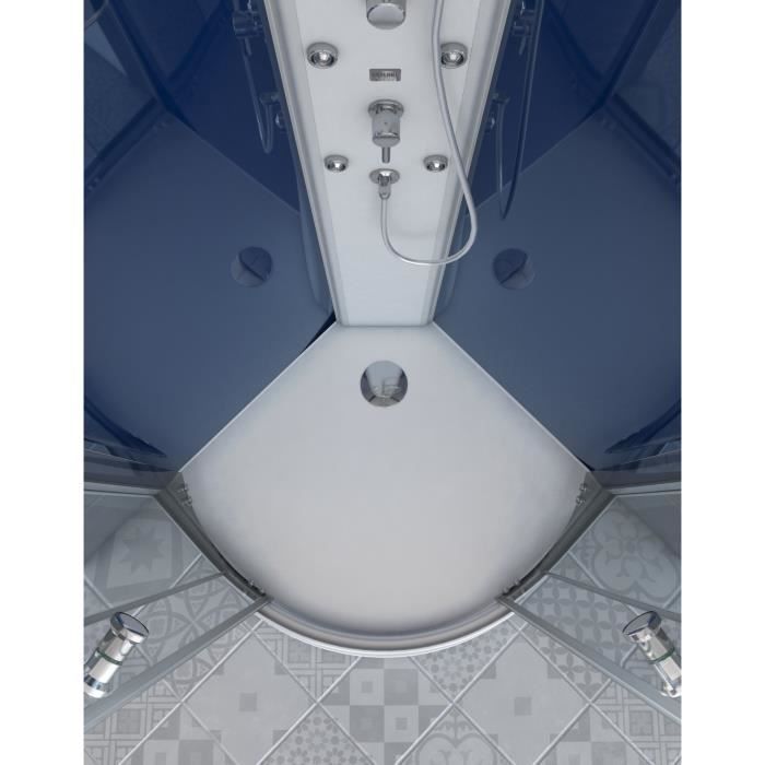 Cabina de ducha de hidromasaje AURLANE Night Blue 2 - Estructura de aluminio - 85 x 85 x 225 cm - Azul medianoche