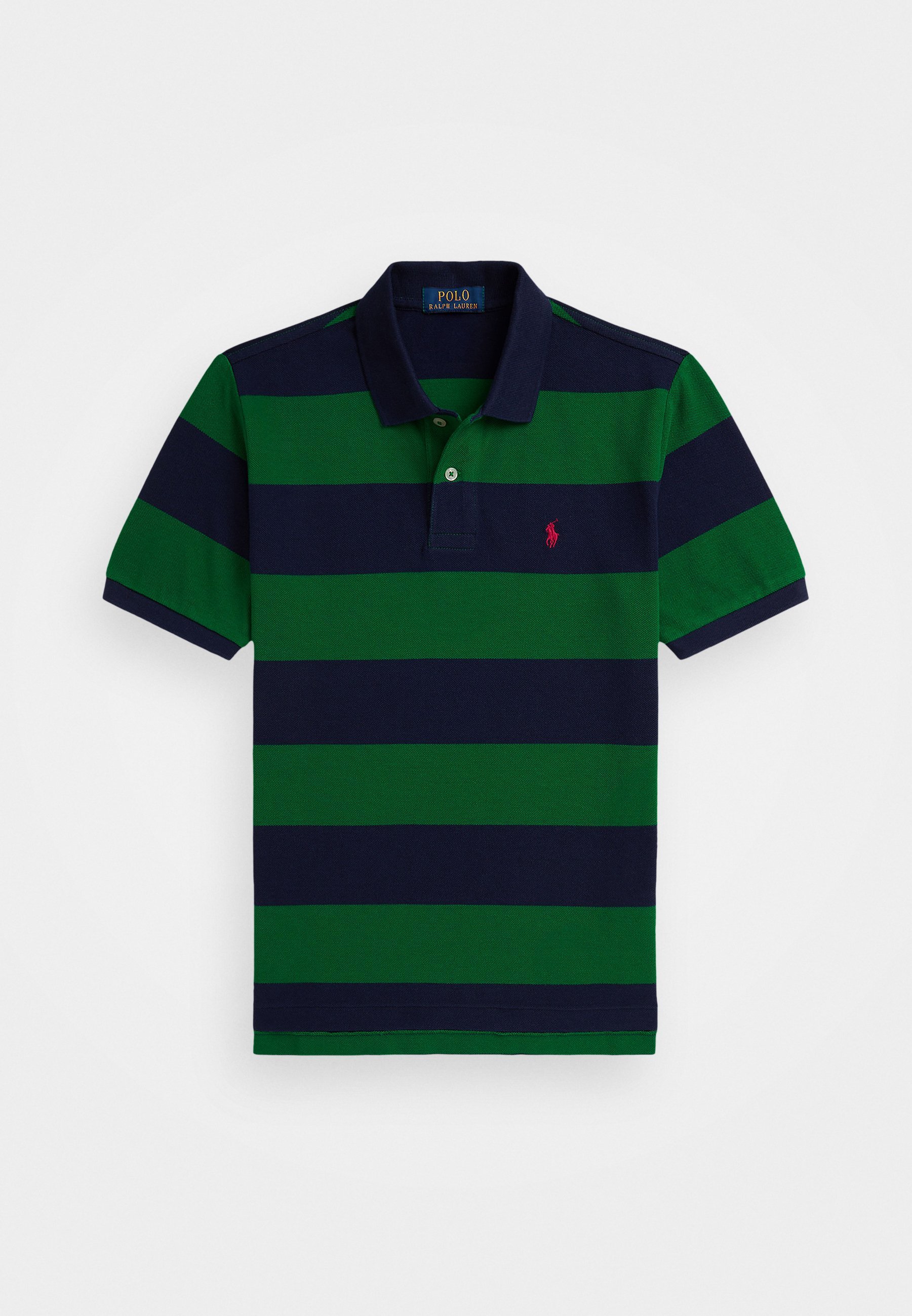 Polo Ralph Lauren gestreept katoenen mesh poloshirt - Poloshirt - sportief groen/verfijnd marineblauw
