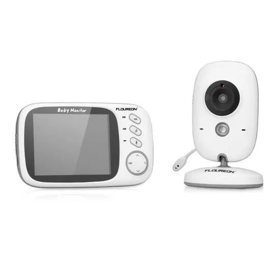 Babá eletrônica digital Floureon VB603, com câmera, sem fio, tela LCD de 2,4 GHz - Branca - Unissex