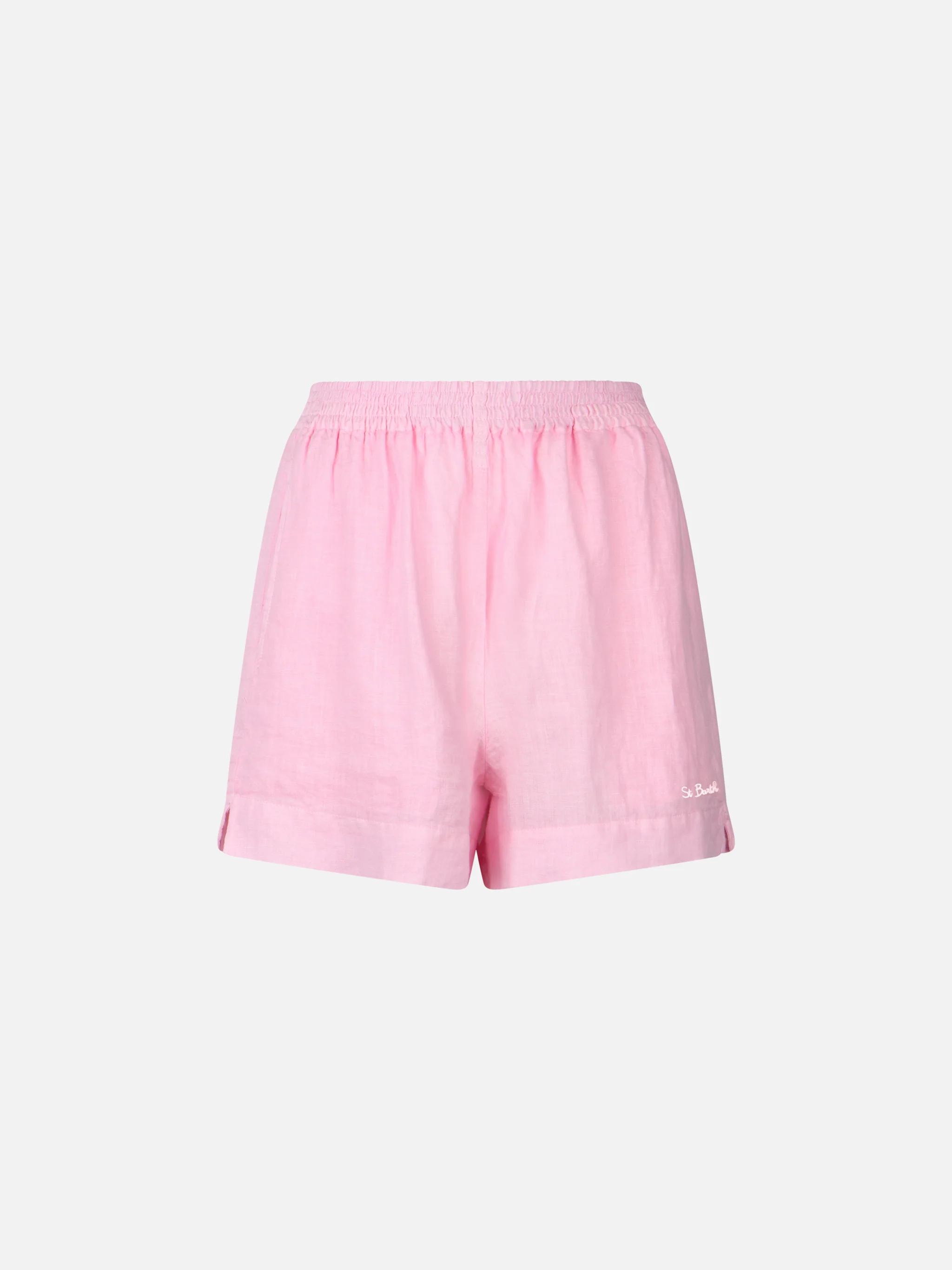 Roze linnen pull-up shorts voor dames