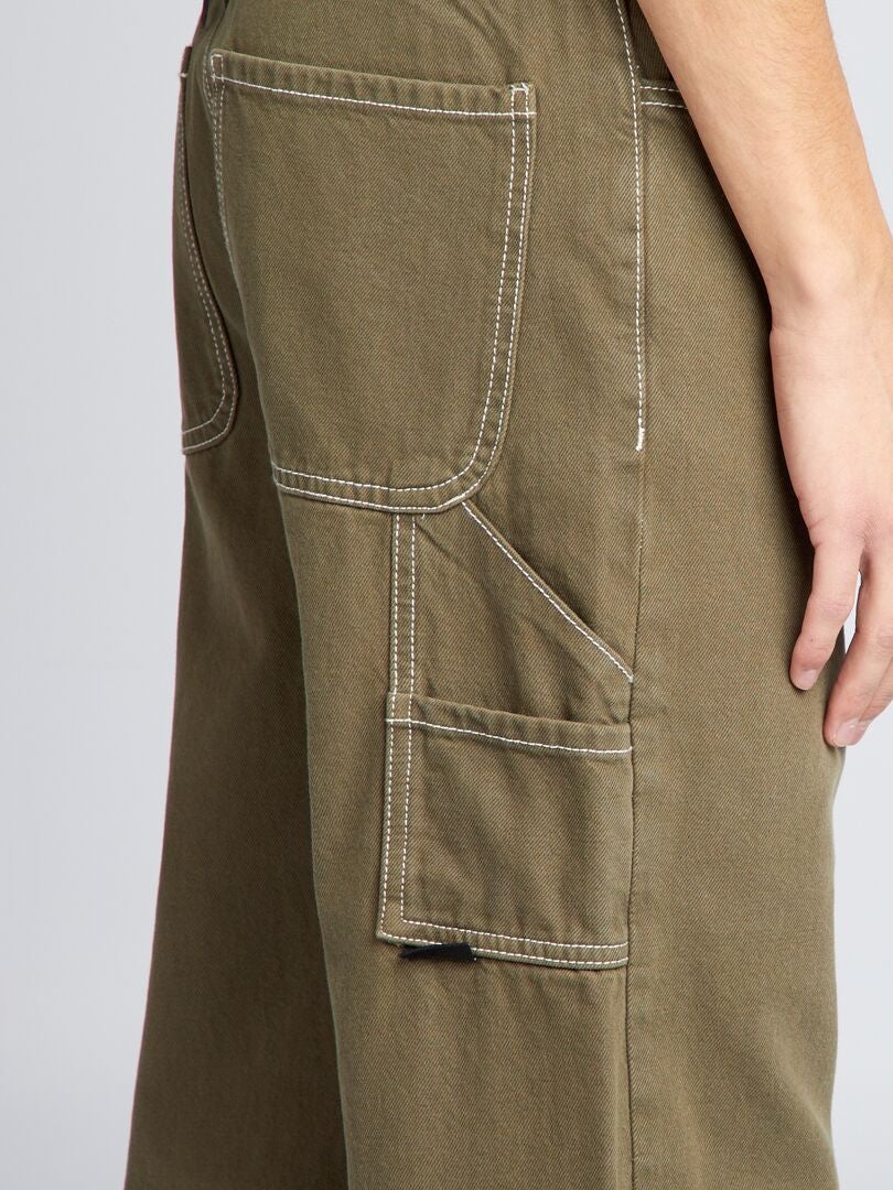 Spodnie cargo z kontrastowymi przeszyciami – khaki