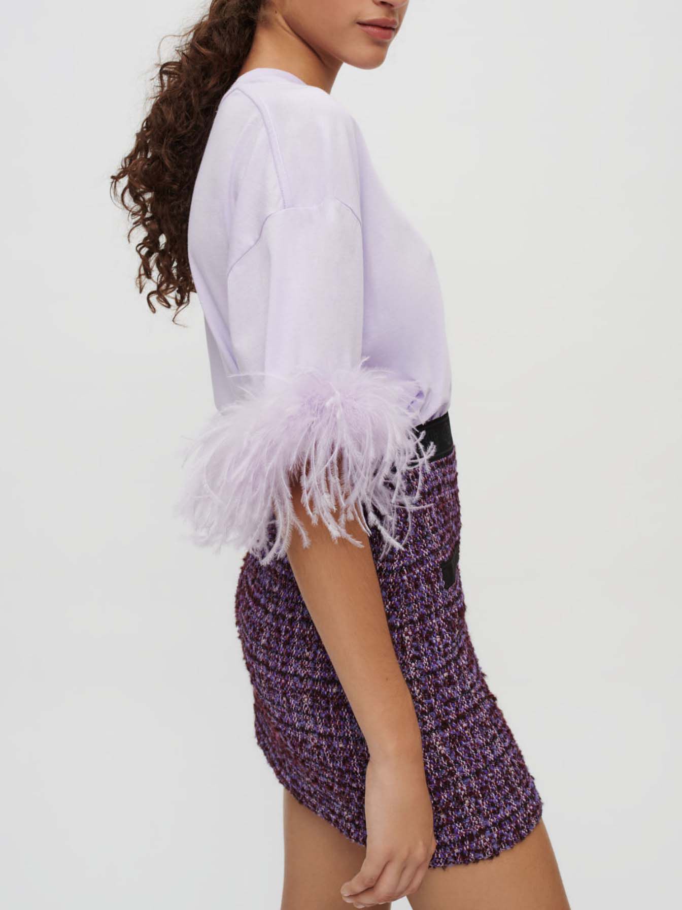 Violet tweed rok met contrasterende details - Violet