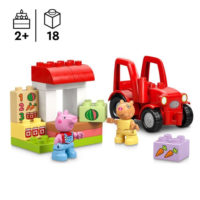 LEGO DUPLO Peppa Pig 10468 Tracteur et Marché - Jeu Éducatif dès 2 ans - Cadeau pour Bébé