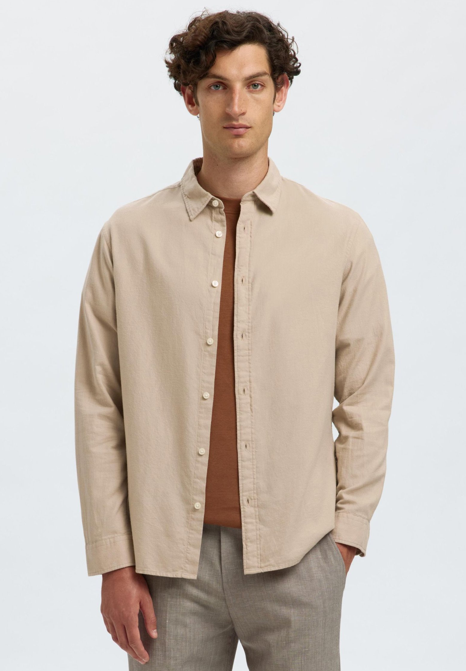Selected Homme SLIMOWEN-BRUSHED NOOS - Shirt - puur kasjmierdetail: gemengd met havermout