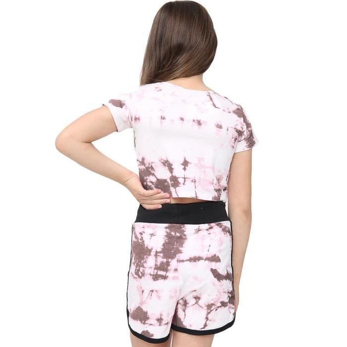 Children's Tie Dye Crop Top and Shorts Set Summer Sportswear for Girls and Boys Ages 5-13 Years