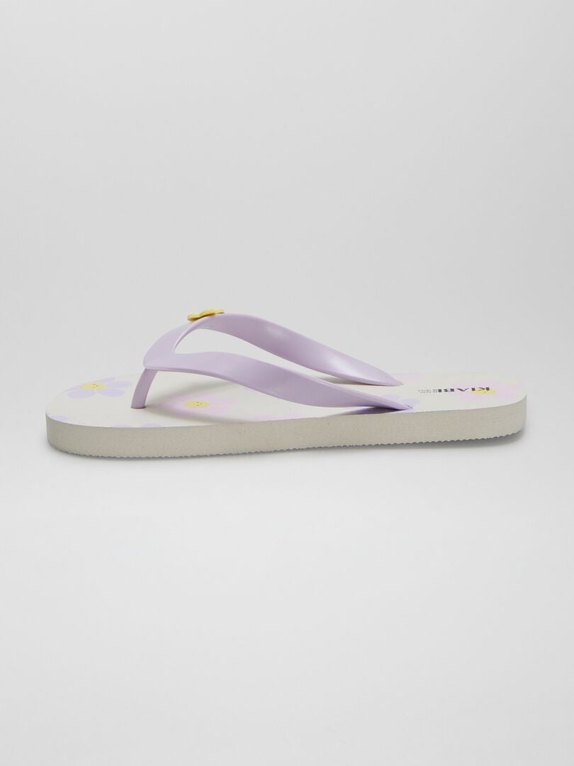 Bloemen teenslippers - BEIGE