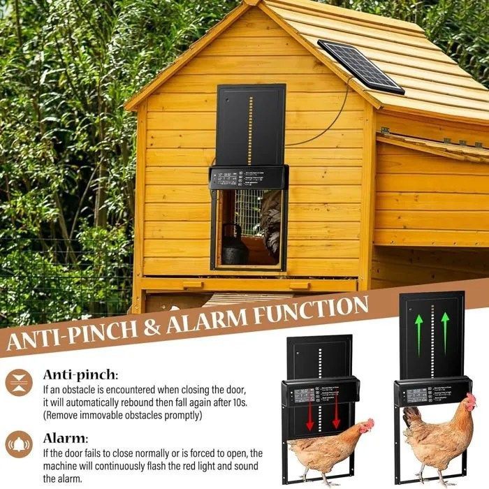 Porte Automatique Poulailler - MOURSIIEN - Solaire - Affichage LED - Télécommande - Minuterie