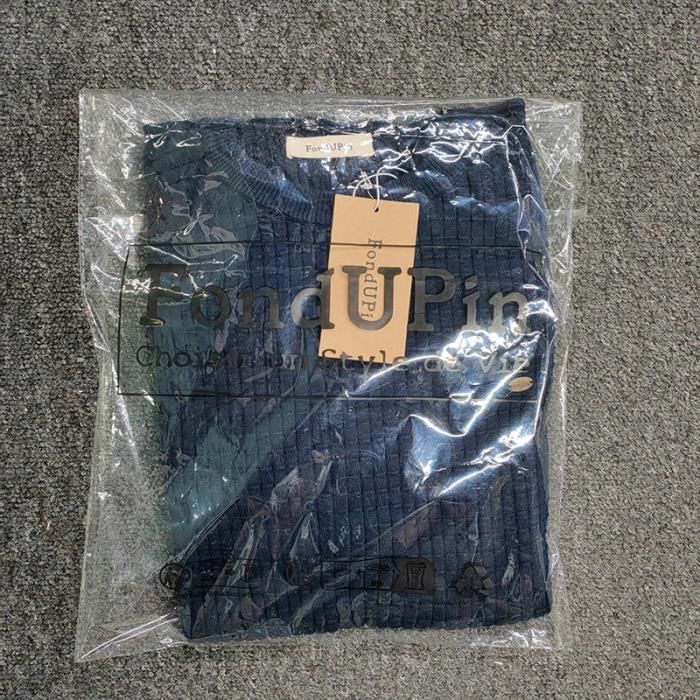 Jersey de hombre - FONDUPIN - Cuello redondo - Algodón - Estampado de cuadrícula - Azul marino