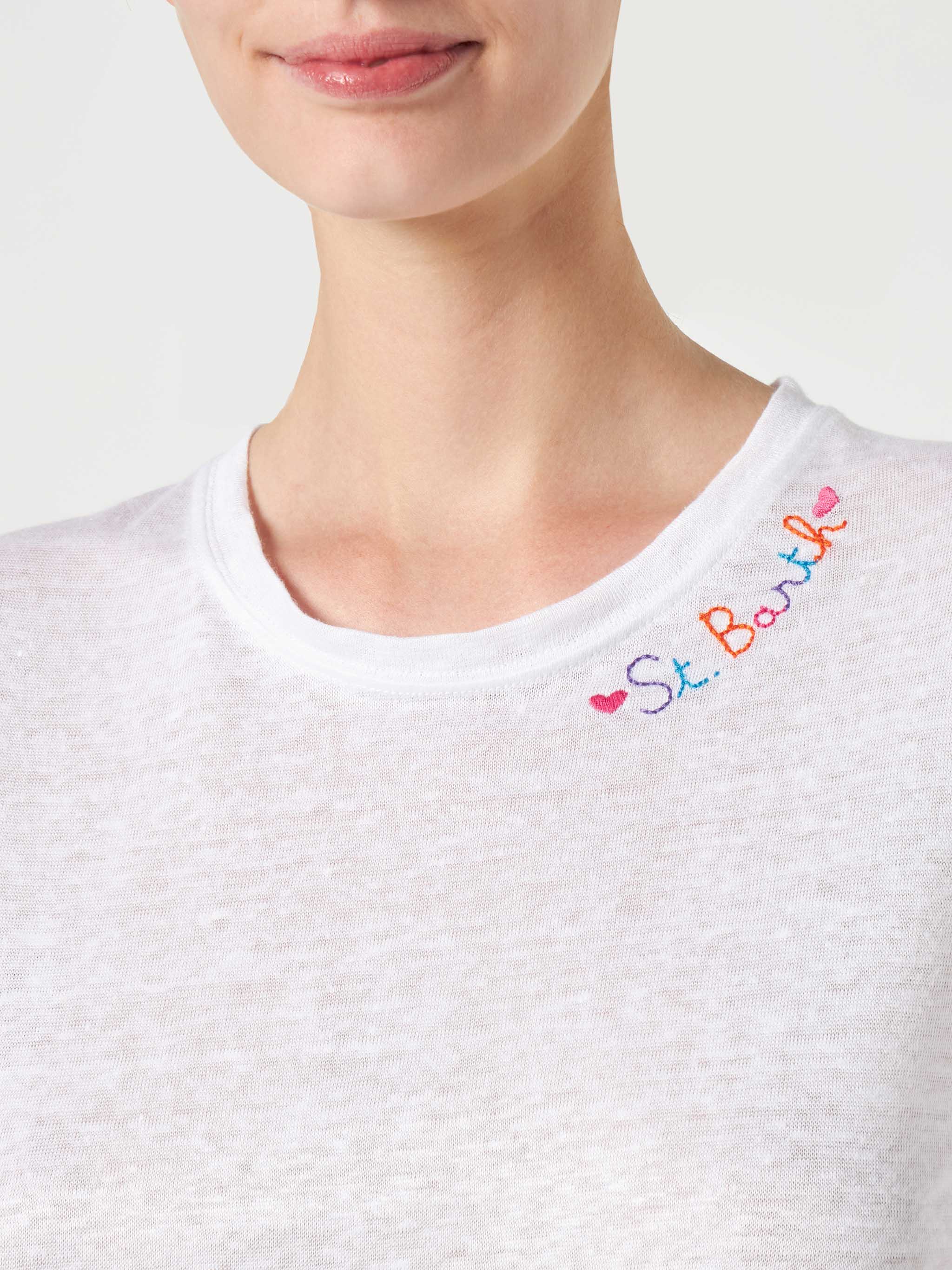 Katoenen T-shirt met Love St. Barth-borduurwerk.