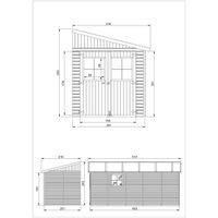 Abri de Jardin en Bois 9,91 m² TIMBELA - 216x513 cm - Pin / épicéa - Construction de Panneaux - Plancher NON inclus - M341