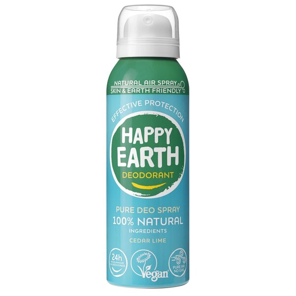 Happy Earth 100% naturlig ceder-lime deodorantspray 100 ml
