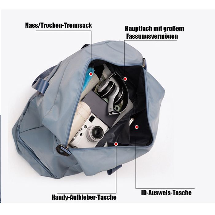 Bolsa deportiva - GIGICIAL - Plegable - Compartimento para zapatos - Compartimento para ropa mojada - Repelente al agua