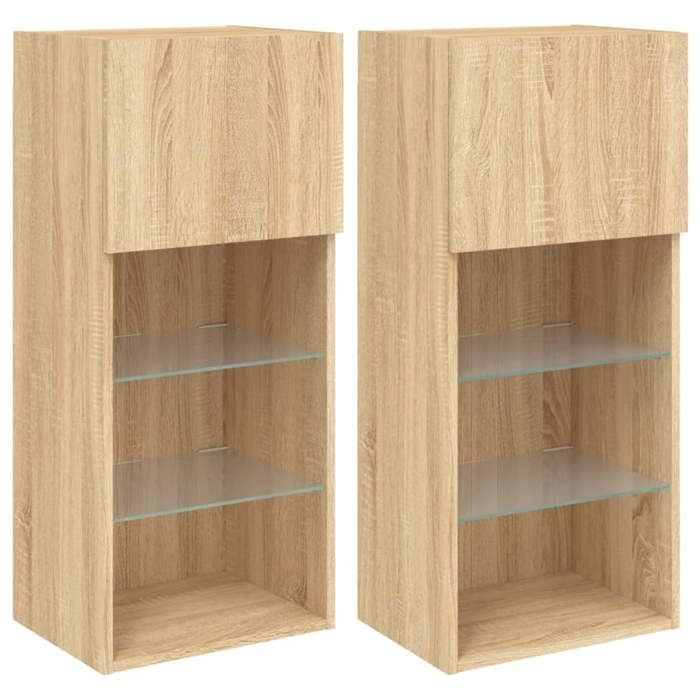 vidaXL tv-standaard met ledverlichting, 2 stuks, wandmeubel voor tv, tv-meubel met opbergruimte voor de woonkamer, 837048