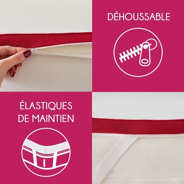 Surmatelas - MY LOVELY BED - 90x190/200cm - Déhoussable - 5cm d'épaisseur - Mousse à mémoire de forme