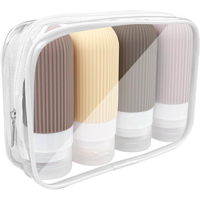Flacon Voyage (4 unidades), -100 ml, kit de producto Toilette, botella exprimible de viaje, para champú, loción y gel de ducha