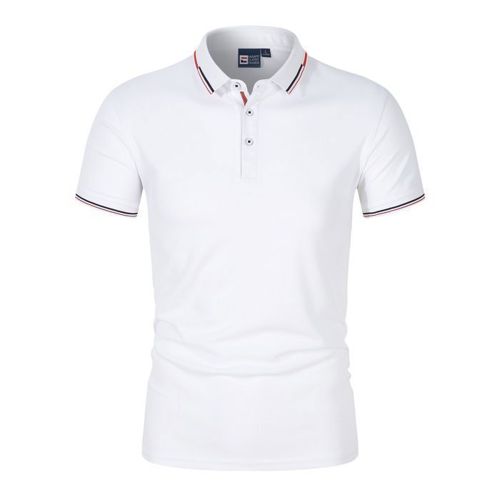 Men's Short Sleeve Slim Fit Polo Shirt, White, L