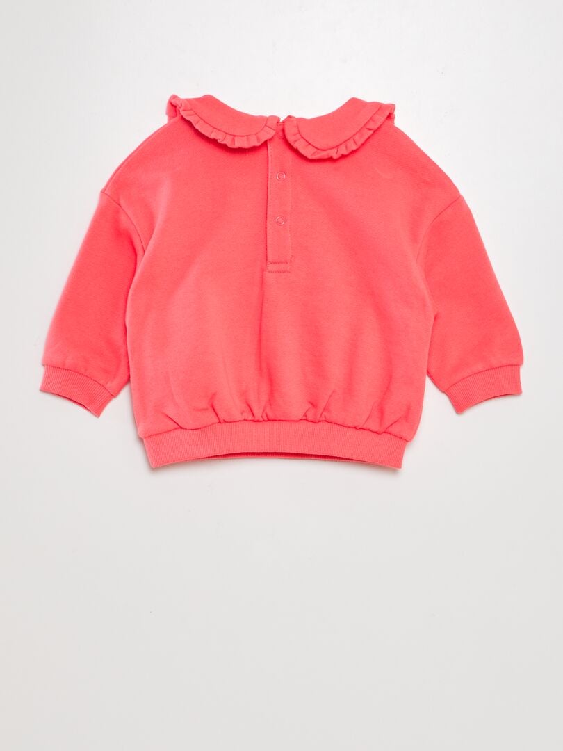 Moletom de algodão com gola claudine - ROSA